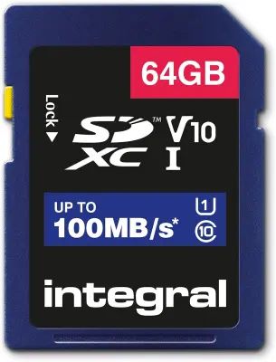 Integral 64GB SD Card High Speed Memory SDXC Up To 100MB/S V10 UHS U1