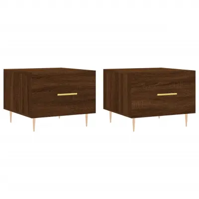 vidaXL Klubske mizice 2 kosa rjavi hrast 50x50x40 cm inženirski les