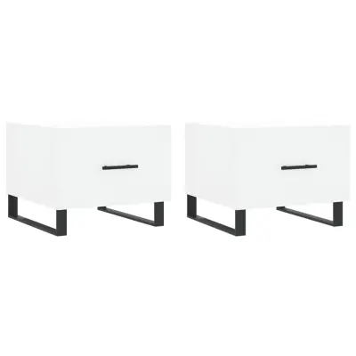 vidaXL Klubske mizice 2 kosa bele 50x50x40 cm inženirski les