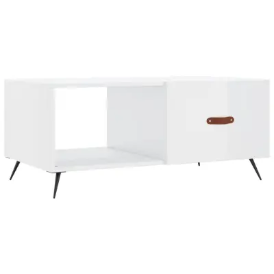 vidaXL Klubska mizica visok sijaj bela 90x50x40 cm inženirski les