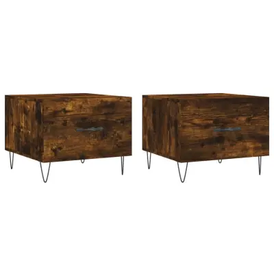 vidaXL Klubske mizice 2 kosa dimljeni hrast 50x50x40 cm inženirski les