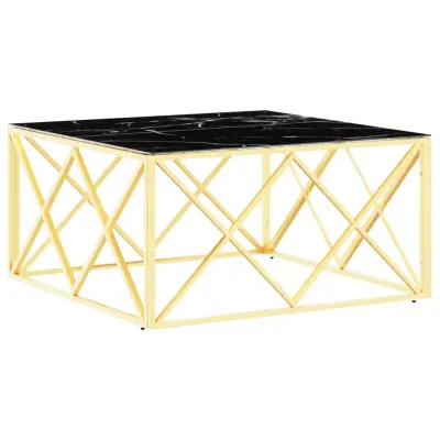 vidaXL Klubska mizica zlata 80x80x40 cm nerjaveče jeklo in steklo