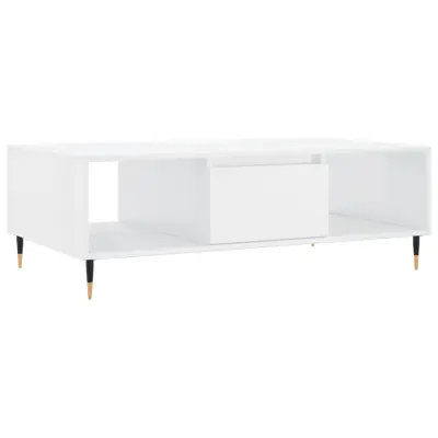 vidaXL Klubska mizica visok sijaj bela 104x60x35 cm inženirski les