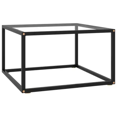 vidaXL Klubska mizica črna s kaljenim steklom 60x60x35 cm
