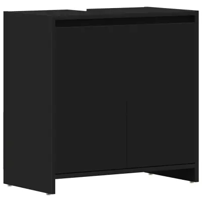 vidaXL Kopalniška omarica črna 60x33x61 cm iverna plošča