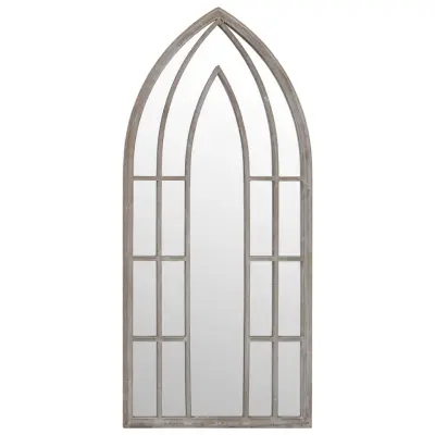 vidaXL Vrtno ogledalo peščeno 100x45 cm železno za zunanjo uporabo