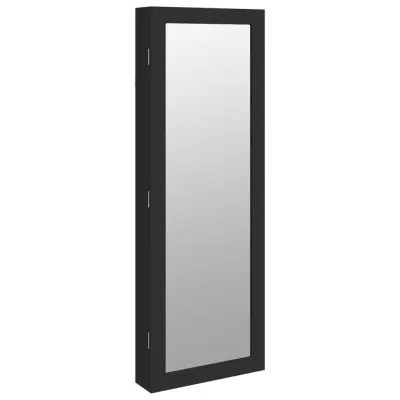 vidaXL Omarica za nakit z ogledalom stenska črna 37,5x10x106 cm