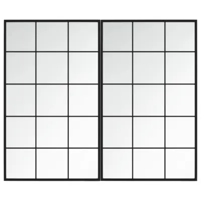 vidaXL Stensko ogledalo 2 kosa črno 100x60 cm kovinsko