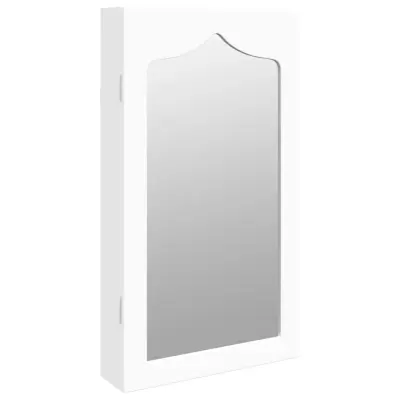 vidaXL Omarica za nakit z ogledalom stenska bela 37,5x10x67 cm