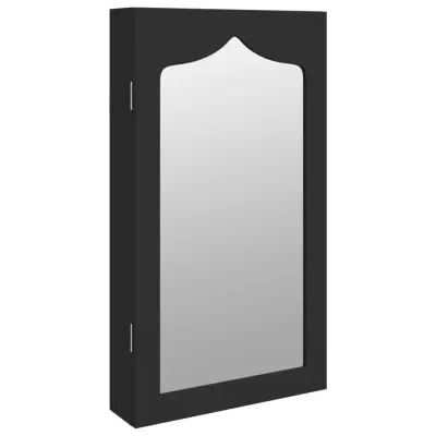 vidaXL Omarica za nakit z ogledalom stenska črna 37,5x10x67 cm