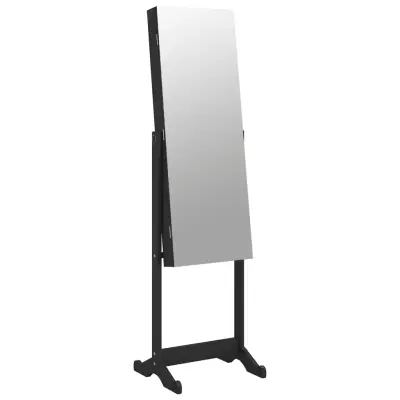 vidaXL Omarica za nakit z ogledalom prostostoječa črna 42x38x152 cm