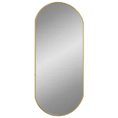 vidaXL Stensko ogledalo zlato 80x35 cm ovalno