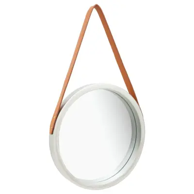 vidaXL Stensko ogledalo s pasom 40 cm srebrno