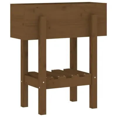 vidaXL Vrtno cvetlično korito medeno rjavo 62x30x69 cm trdna borovina