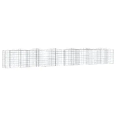 vidaXL Obokana gabionska visoka greda 600x50x100 cm pocinkano železo