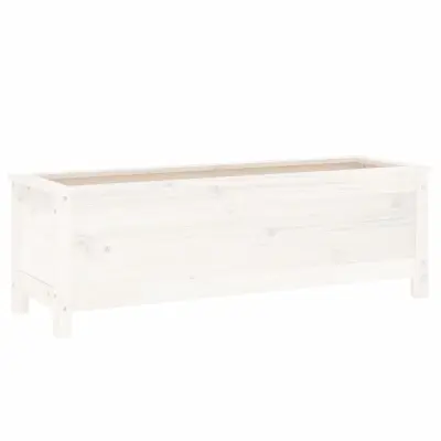 vidaXL Vrtna visoka greda bela 119,5x40x39 cm trdna borovina