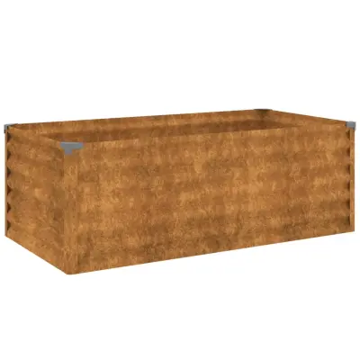 vidaXL Vrtna visoka greda 100x50x36 cm corten jeklo