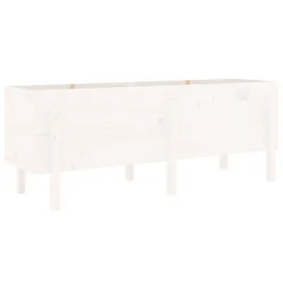 vidaXL Vrtna visoka greda bela 160x50x57 cm trdna borovina