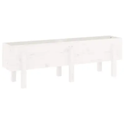 vidaXL Vrtna visoka greda bela 121x30x38 cm trdna borovina