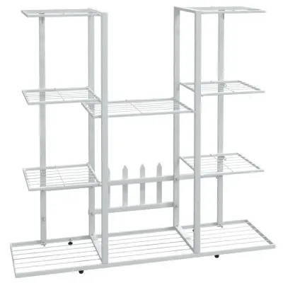 vidaXL Stojalo za rože 94,5x25x89 cm belo železo