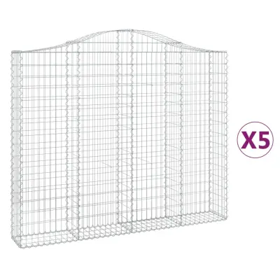 vidaXL Obokane gabion košare 5 kosov 200x30x160/180cm pocinkano železo