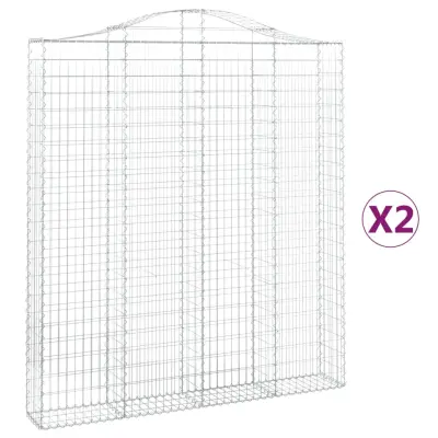 vidaXL Obokane gabion košare 2 kosa 200x30x220/240 cm pocinkano železo