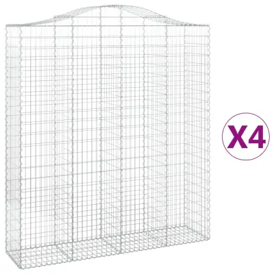 vidaXL Obokane gabion košare 4 kosi 200x50x220/240 cm pocinkano železo