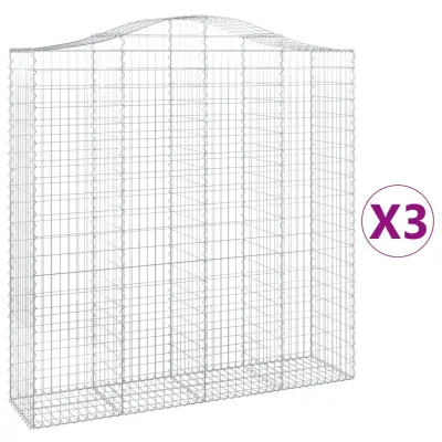 vidaXL Obokane gabion košare 3 kosi 200x50x200/220 cm pocinkano železo