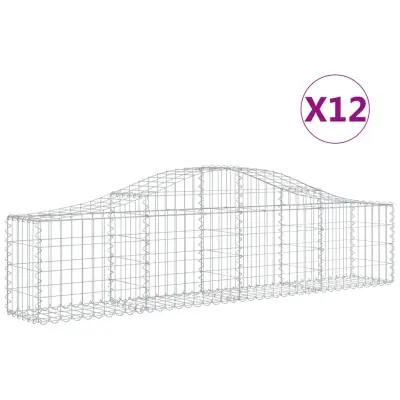 vidaXL Obokane gabion košare 12 kosov 200x30x40/60 cm pocinkano železo