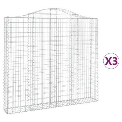vidaXL Obokane gabion košare 3 kosi 200x30x180/200 cm pocinkano železo