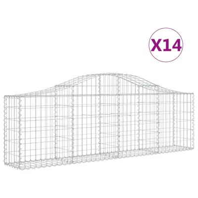 vidaXL Obokana gabionska košara 14 kosov 200x30x60/80cm cinkano železo