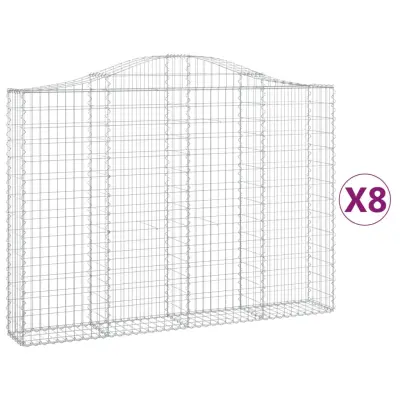 vidaXL Obokane gabion košare 8 kosov 200x30x140/160cm pocinkano železo