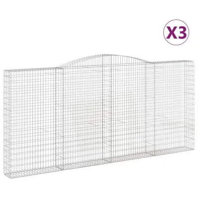 vidaXL Obokane gabion košare 3 kosi 400x30x180/200 cm pocinkano železo