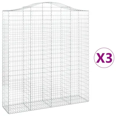 vidaXL Obokane gabion košare 3 kosi 200x50x220/240 cm pocinkano železo