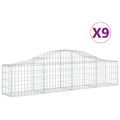 vidaXL Obokane gabion košare 9 kosov 200x30x40/60 cm pocinkano železo