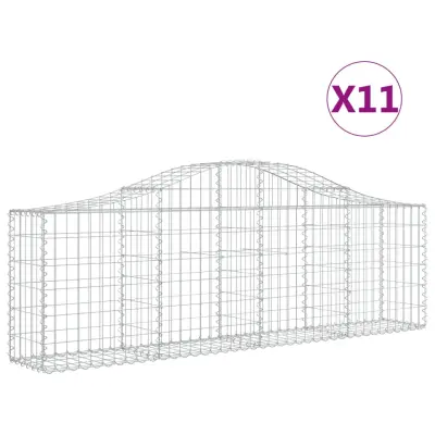 vidaXL Obokana gabionska košara 11 kosov 200x30x60/80cm cinkano železo