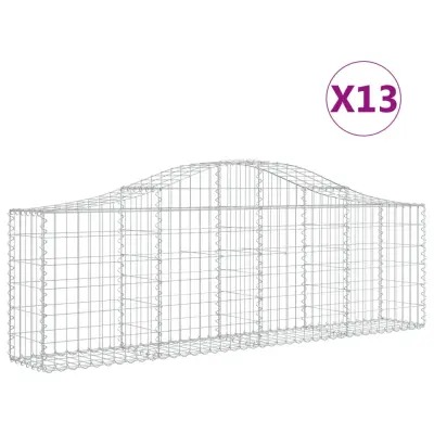 vidaXL Obokana gabionska košara 13 kosov 200x30x60/80cm cinkano železo