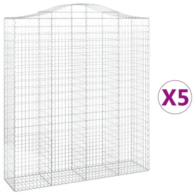 vidaXL Obokane gabion košare 5 kosi 200x50x220/240 cm pocinkano železo