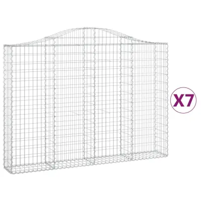 vidaXL Obokane gabion košare 7 kosov 200x30x140/160cm pocinkano železo
