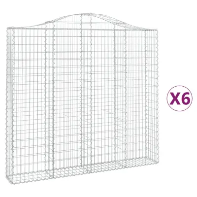 vidaXL Obokane gabion košare 6 kosov 200x30x180/200cm pocinkano železo