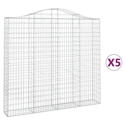 vidaXL Obokane gabion košare 5 kosov 200x30x180/200cm pocinkano železo