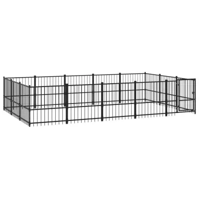 vidaXL Zunanji pasji boks jeklo 14,11 m²