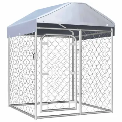 vidaXL Zunanji pasji boks s streho 100x100x125 cm