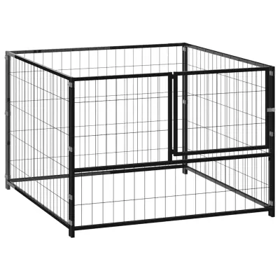 vidaXL Pasji boks črn 100x100x70 cm jeklo