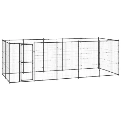 vidaXL Zunanji pasji boks jeklo 12,1 m²