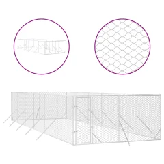 vidaXL Zunanja pasja ograda srebrna 4x12x2 m pocinkano jeklo