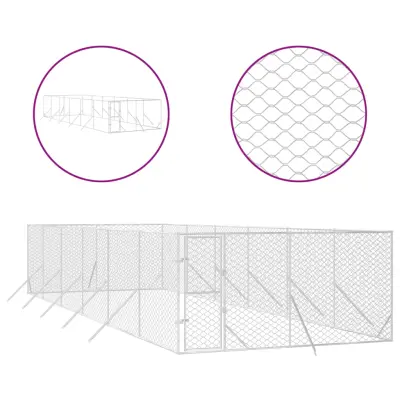 vidaXL Zunanja pasja ograda srebrna 4x12x2 m pocinkano jeklo