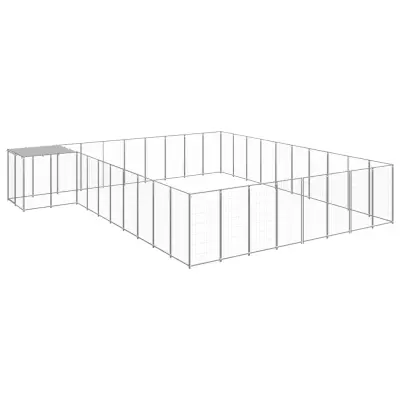 vidaXL Pasji boks srebrn 25,41 m² jeklo