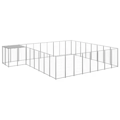 vidaXL Pasji boks srebrn 20,57 m² jeklo