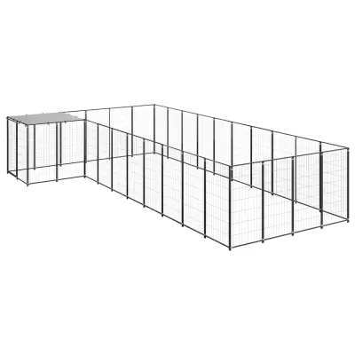 vidaXL Pasji boks črn 13,31 m² jeklo